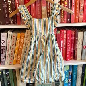 BABY BODEN Woven Pinafore Rainbow Dress 3-4T